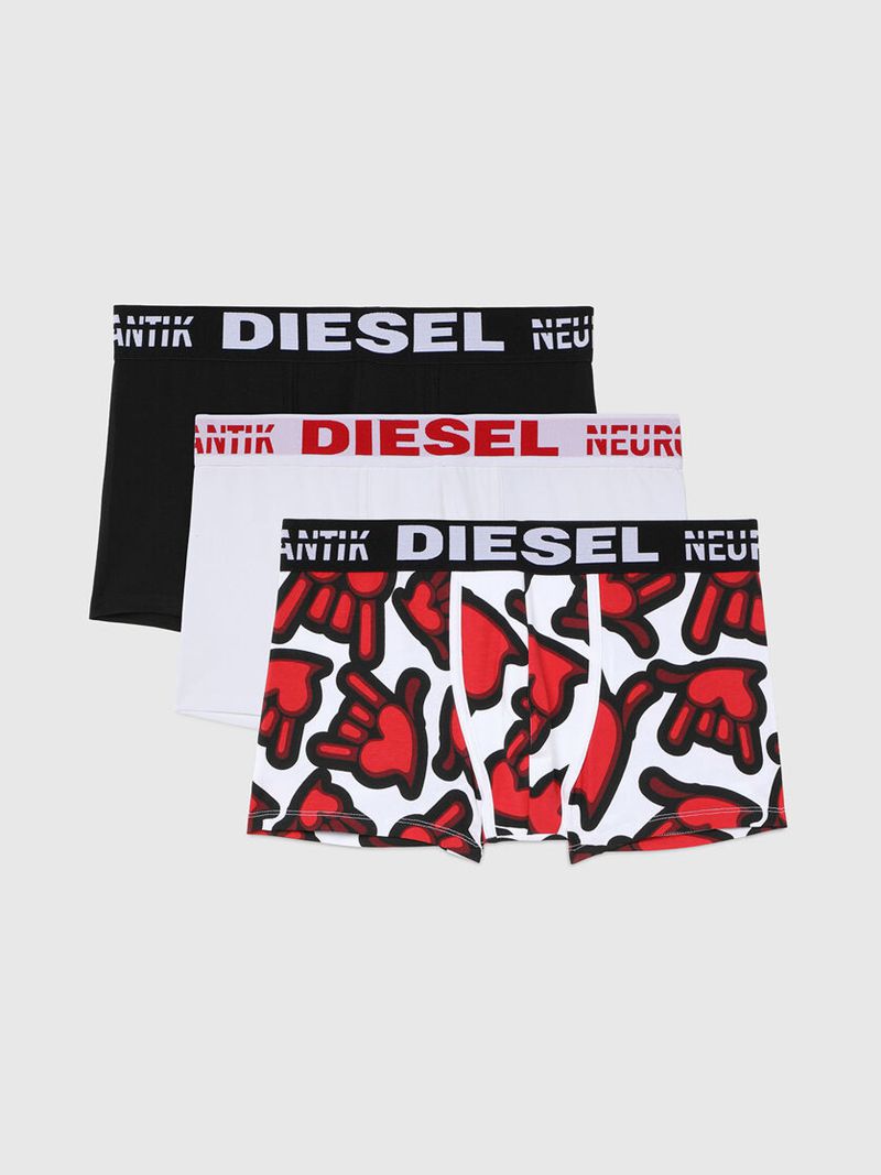 Roupa Interior Diesel Umbx-Damienthreepack Homem - Branco/Vermelhas ZWFJV-8736